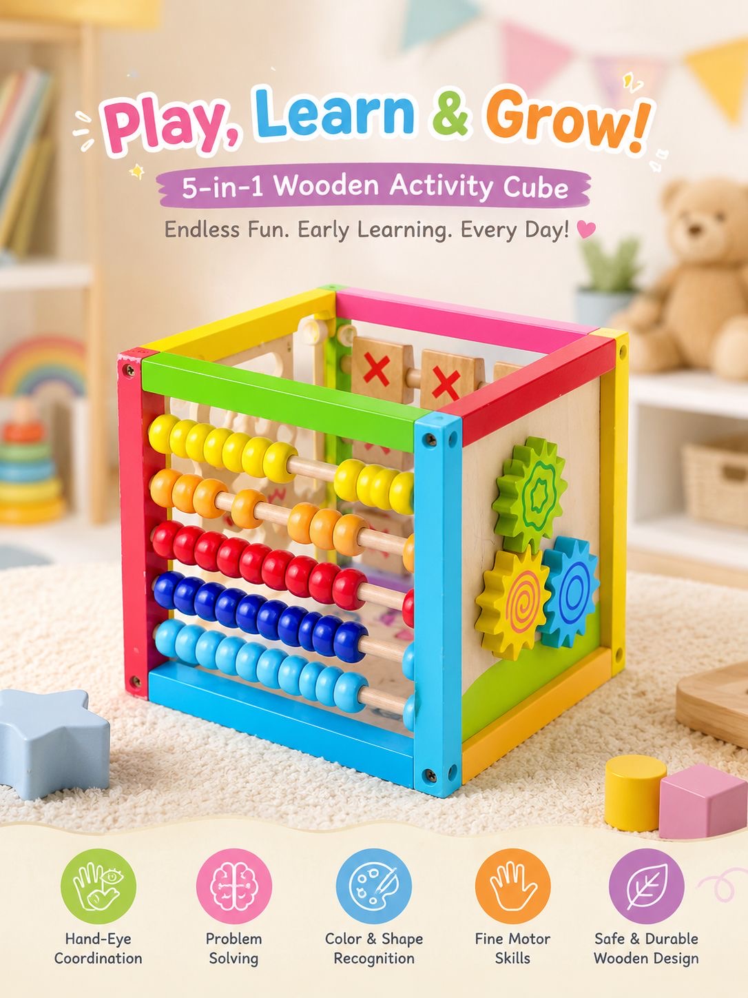 5-in-1 Wooden Activity Cube π§©π