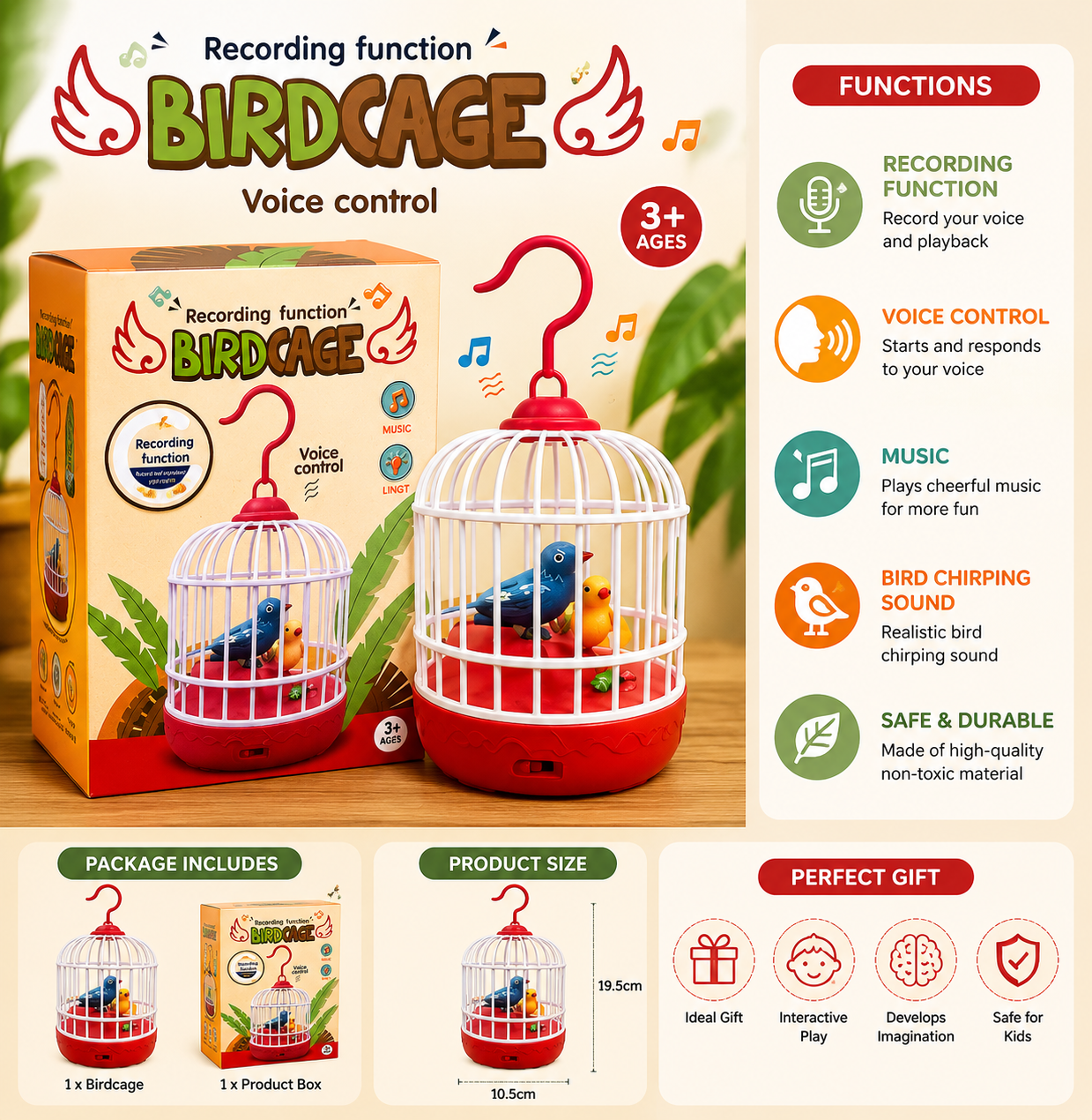Bird Cage Recording Toy