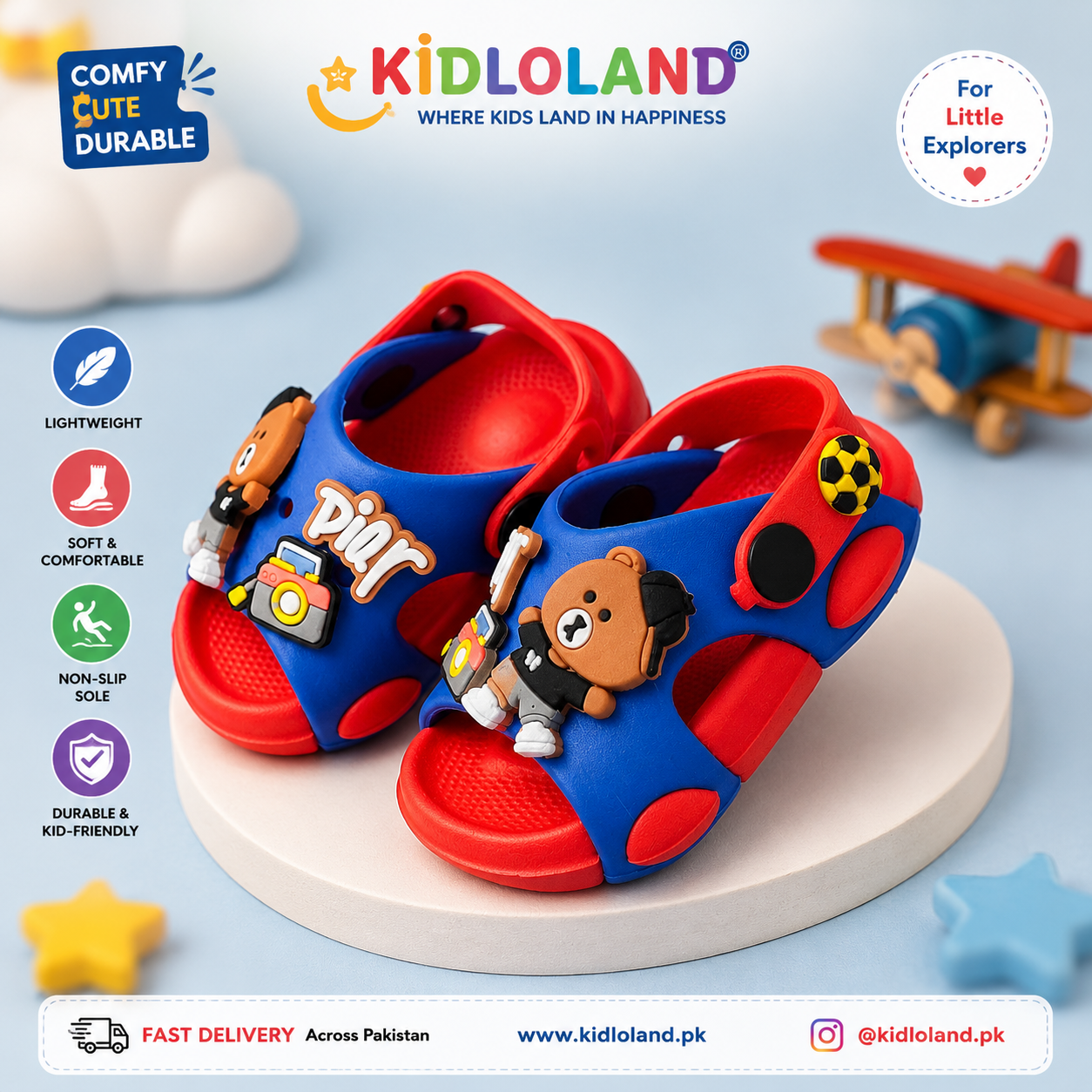 Kids bear cartoon Red/Purple Crocs