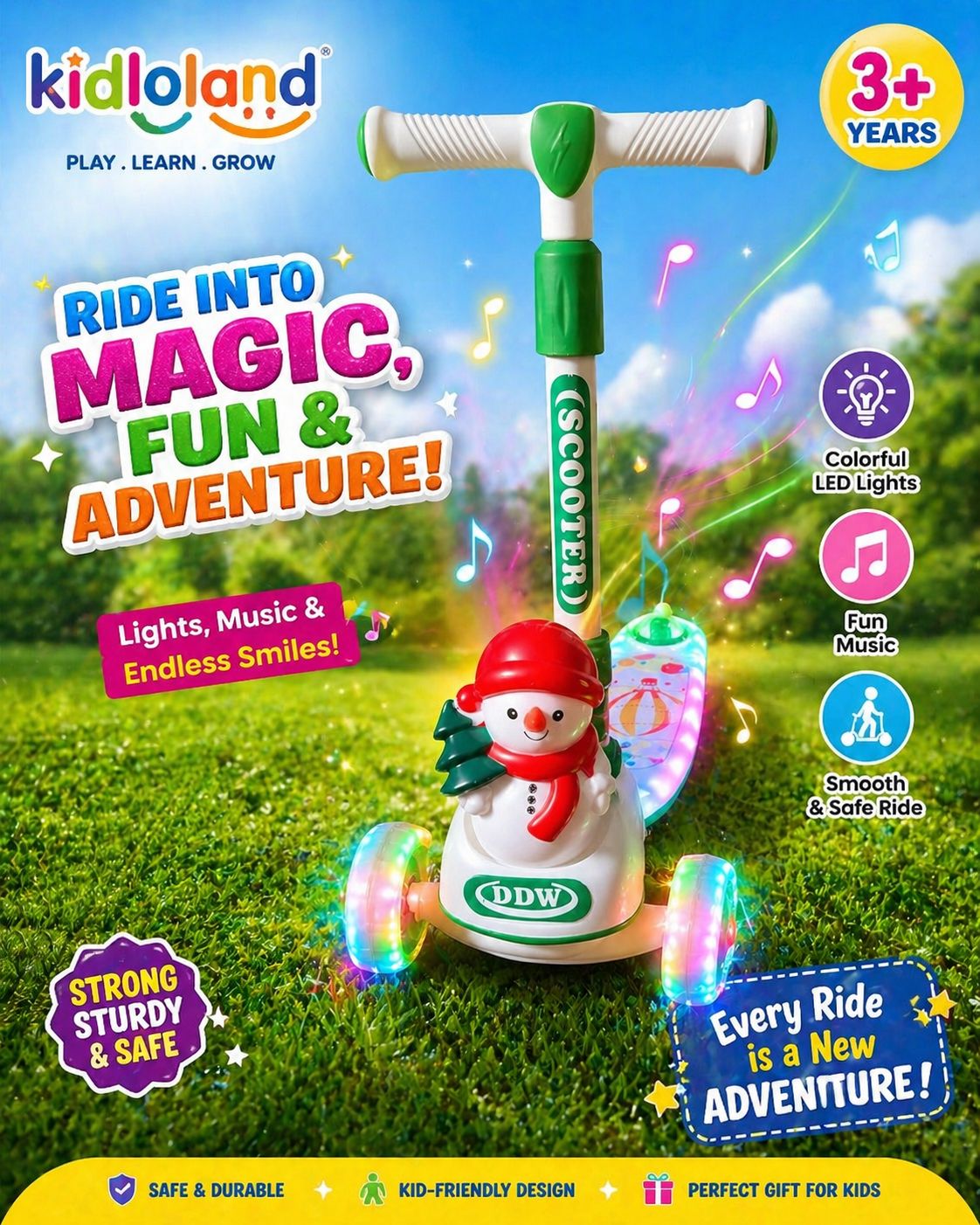 Kids Musical LED Scooty (3 Wheels)