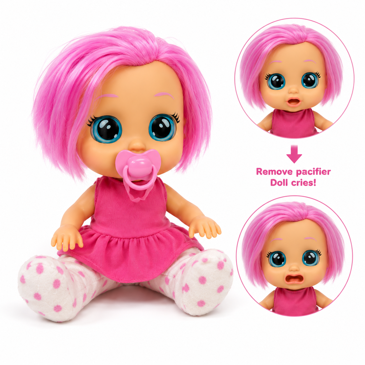 Interactive Crying Baby Doll with Pacifier