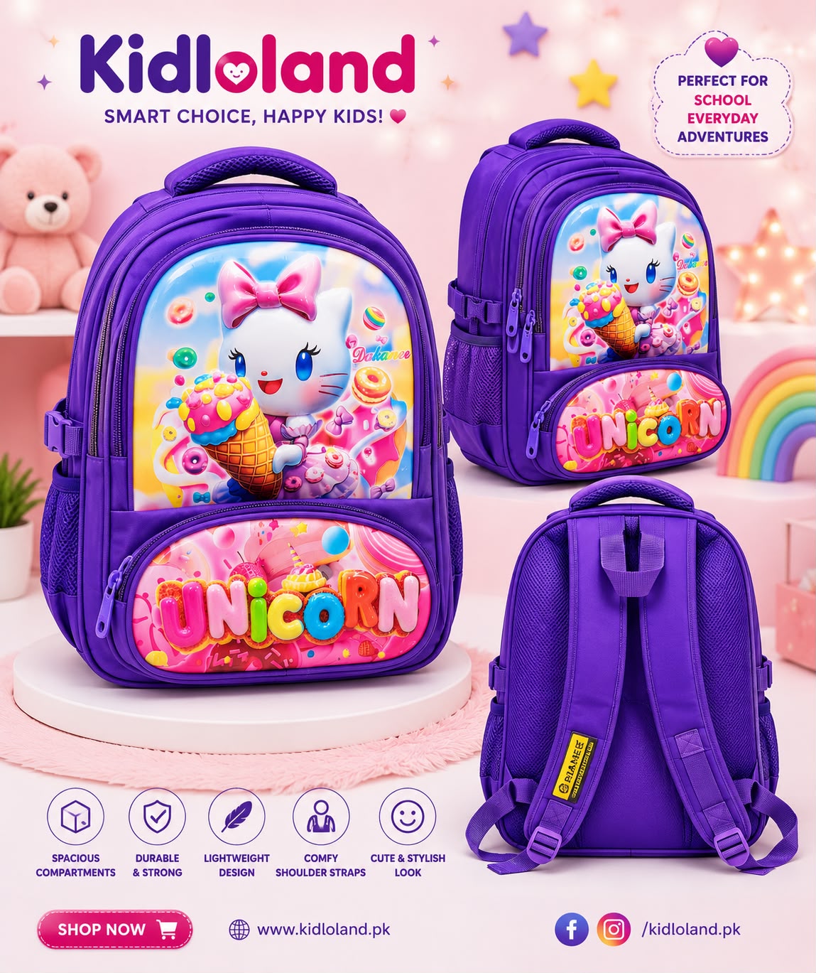 Premium Unicorn Girls School Backpack (17-18")