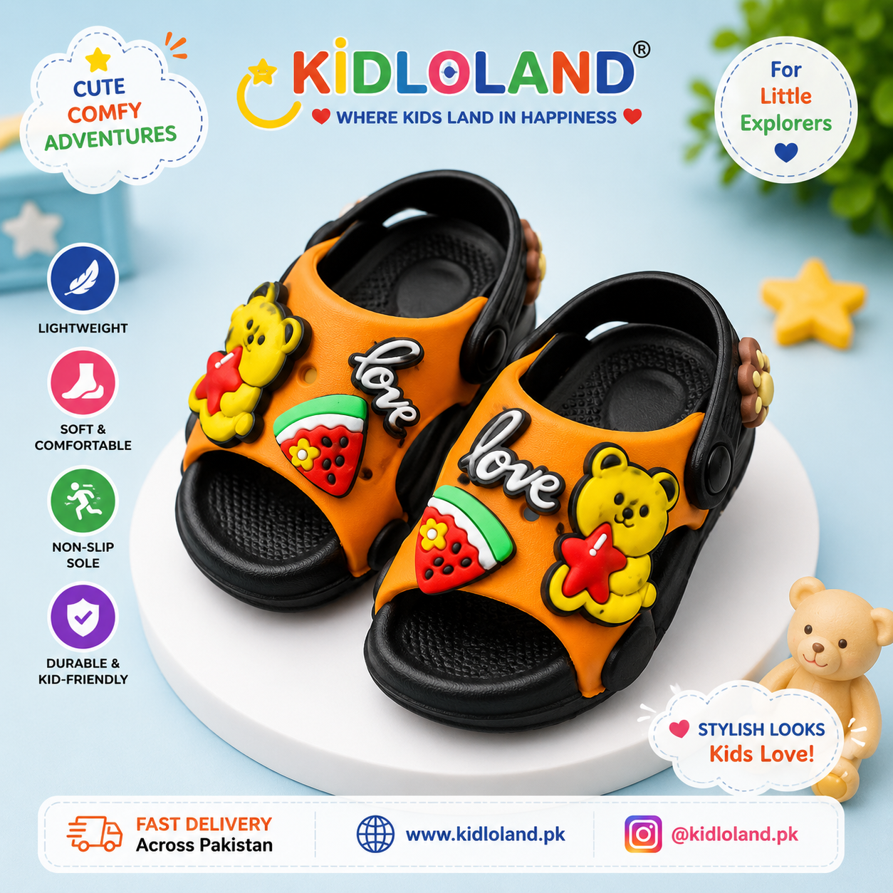 Kids bear summer crocs