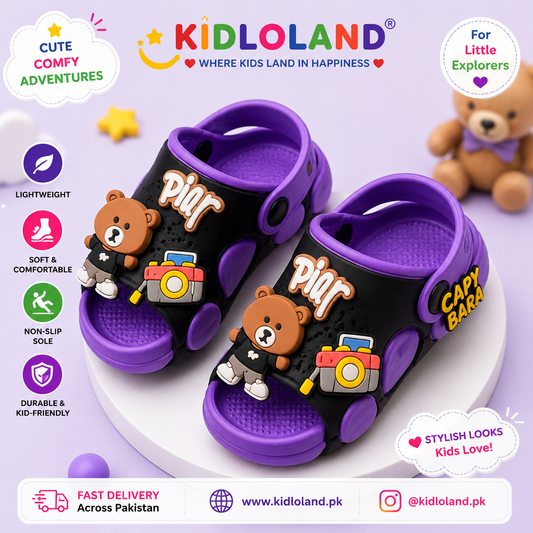 Kids bear cartoon Red/Purple Crocs