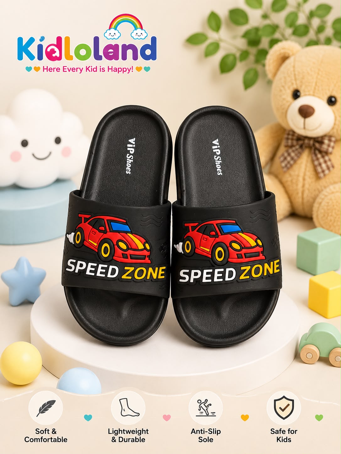 Speed Zone Kids Slippers (B/G)
