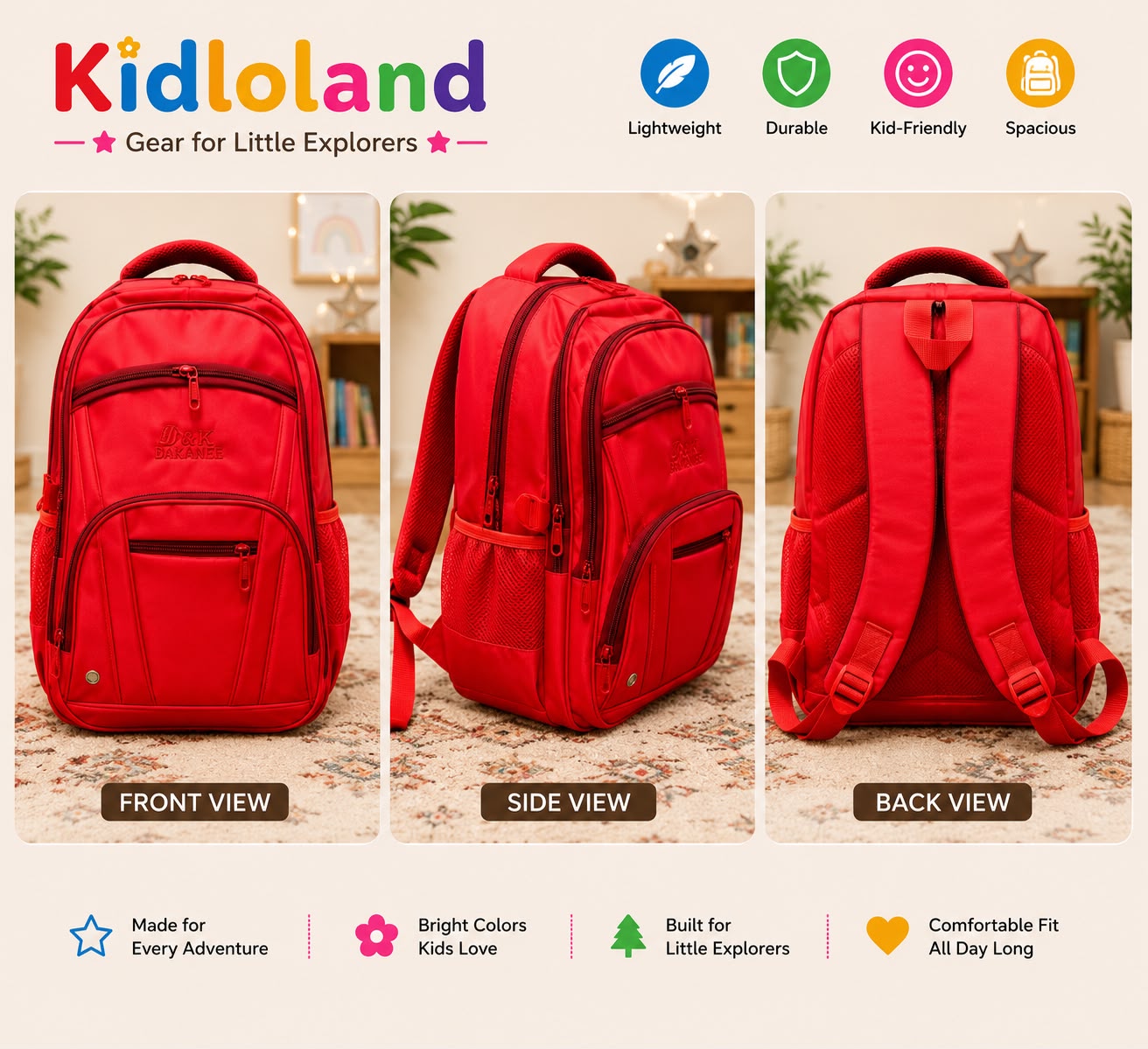 Imported Dakanee Multi-Compartment School Backpack (17-18")