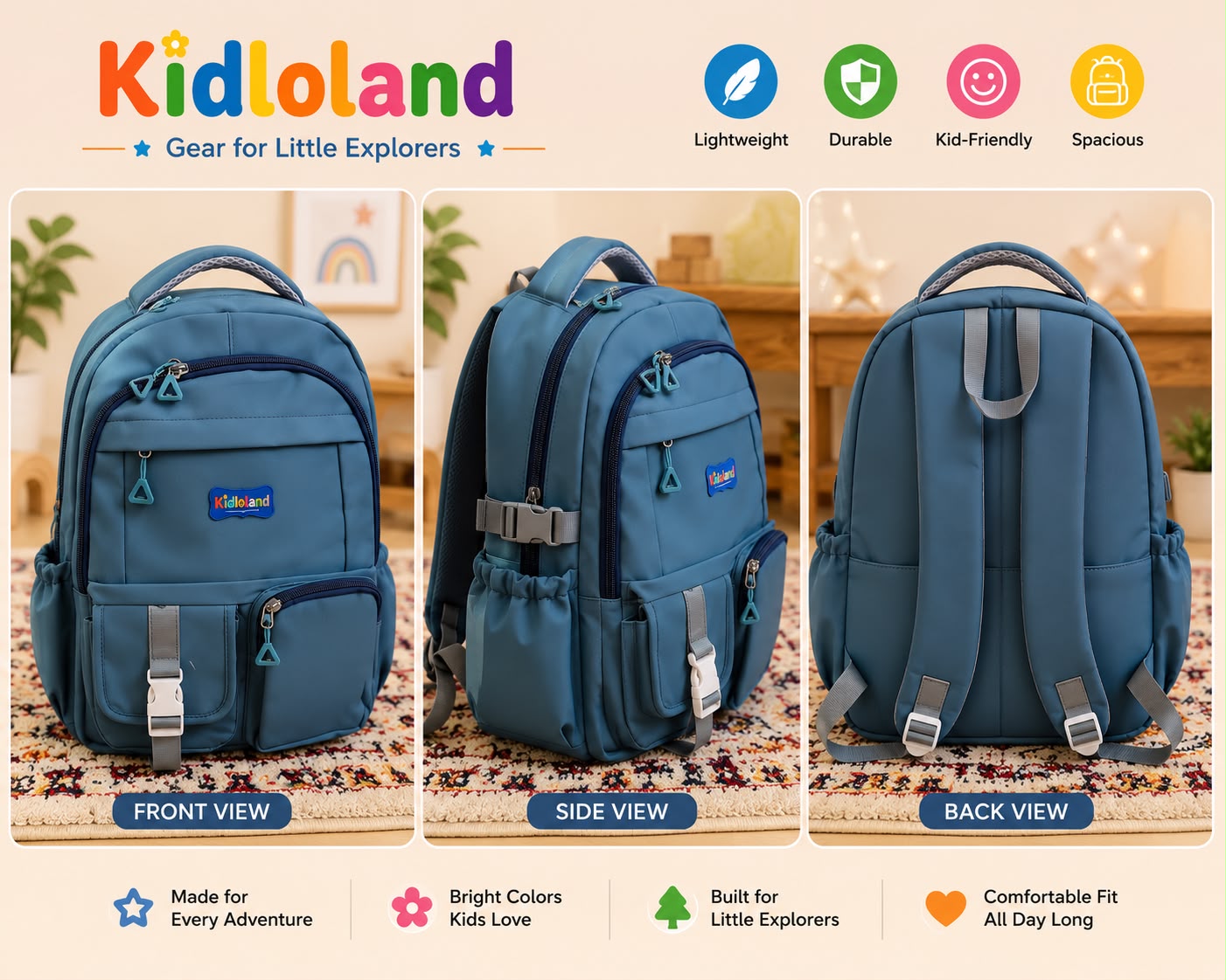 Imported Multi-Compartment School Backpack (17-18")