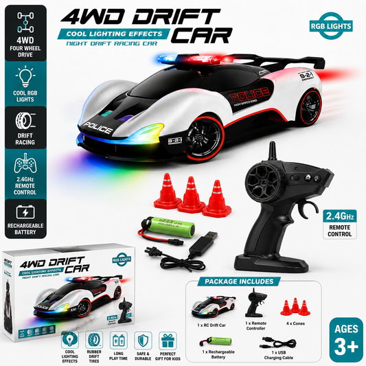 🚗 4WD Drift Racing Car with RGB Lights (Rechargeable)