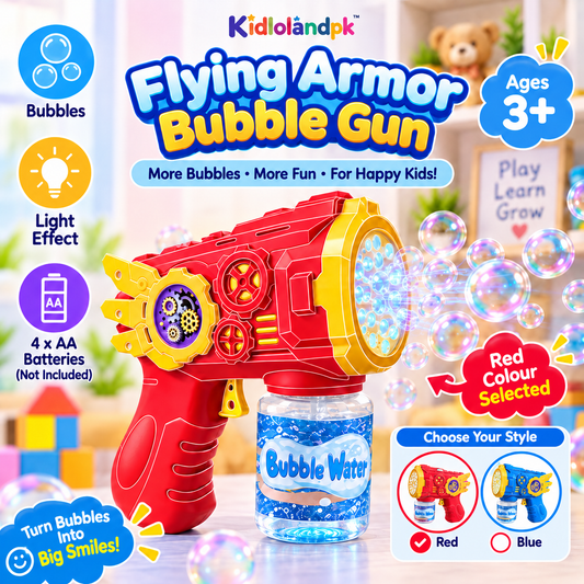 Flying Armor Bubble Gun red colour with bubble solution