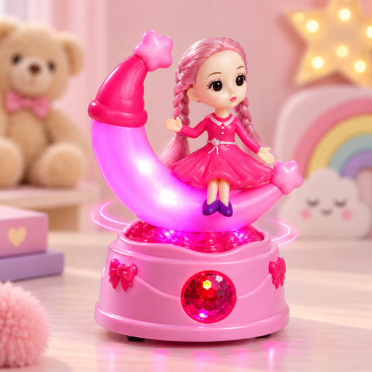 Moon Rotating Musical Doll showing lights and rotation