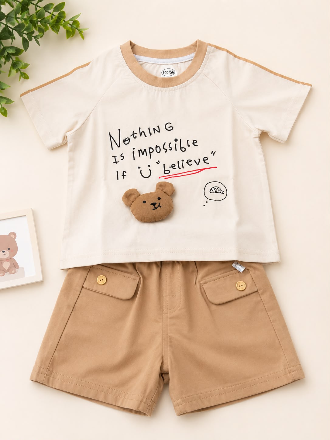 Nothing Impossible print Baby Summer Outfit (2-Piece Set)