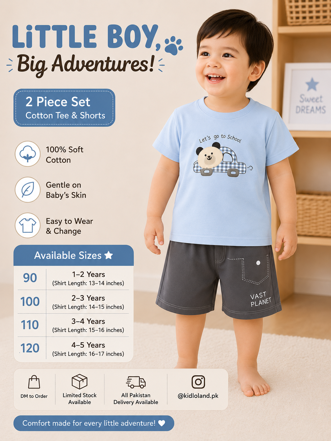 Kids Bear blue 2 Piece Set