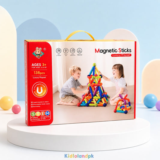 138-Piece Magnetic Sticks & Balls STEM Building Set – Luxury Playset