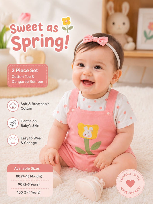 Kids Pink Romper 2 piece set