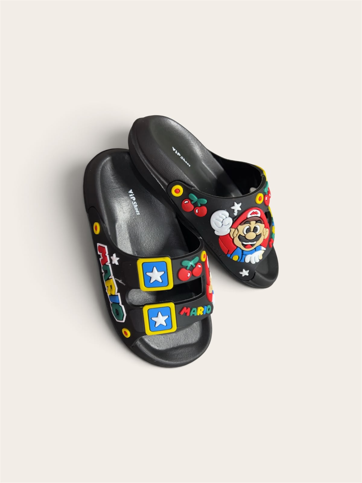 Mario Black Slippers
