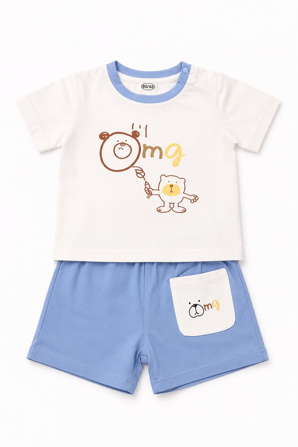 OMG Print baby summer 2 piece set (L.Blue)