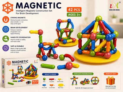 🧲 Magnetic Construction Building Set – 42 PCS 🌈