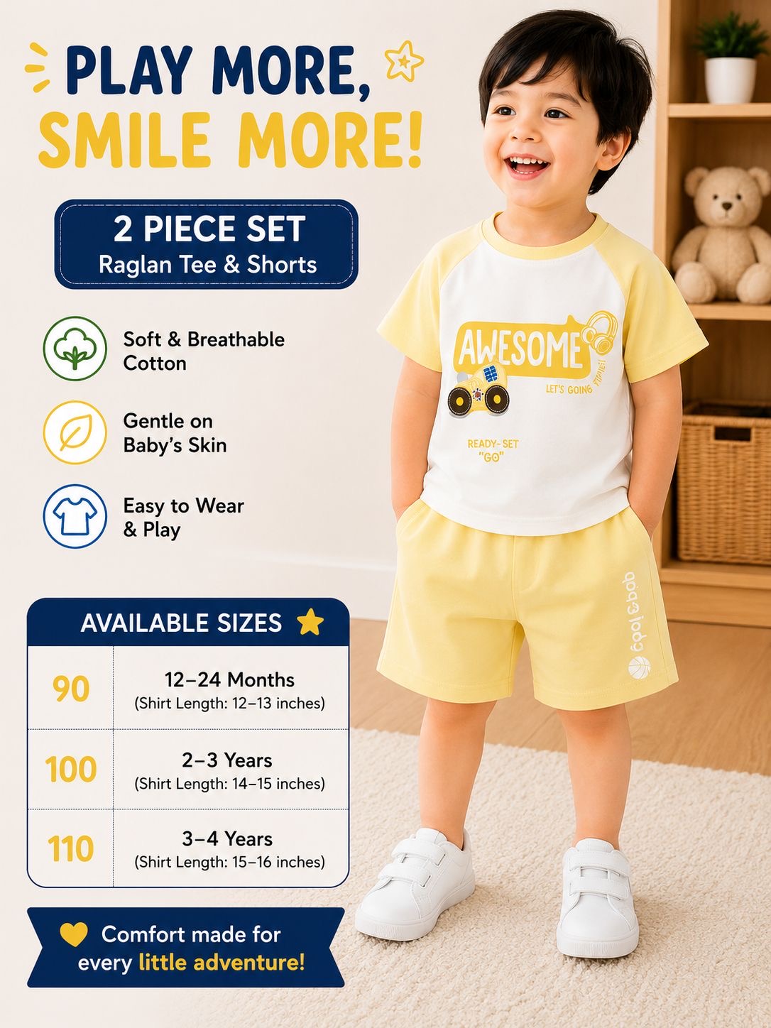 Kids Awesome yellow 2 Piece Set