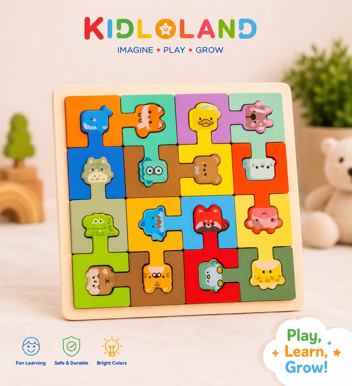Wooden Animal Puzzle Board 🧩🐻
