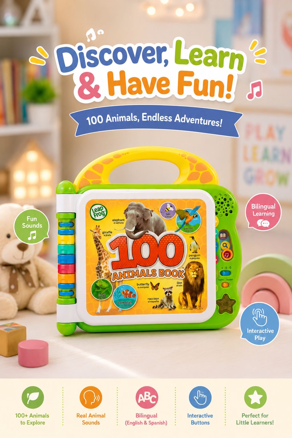 LeapFrog 100 Animals Book – Interactive Learning Book