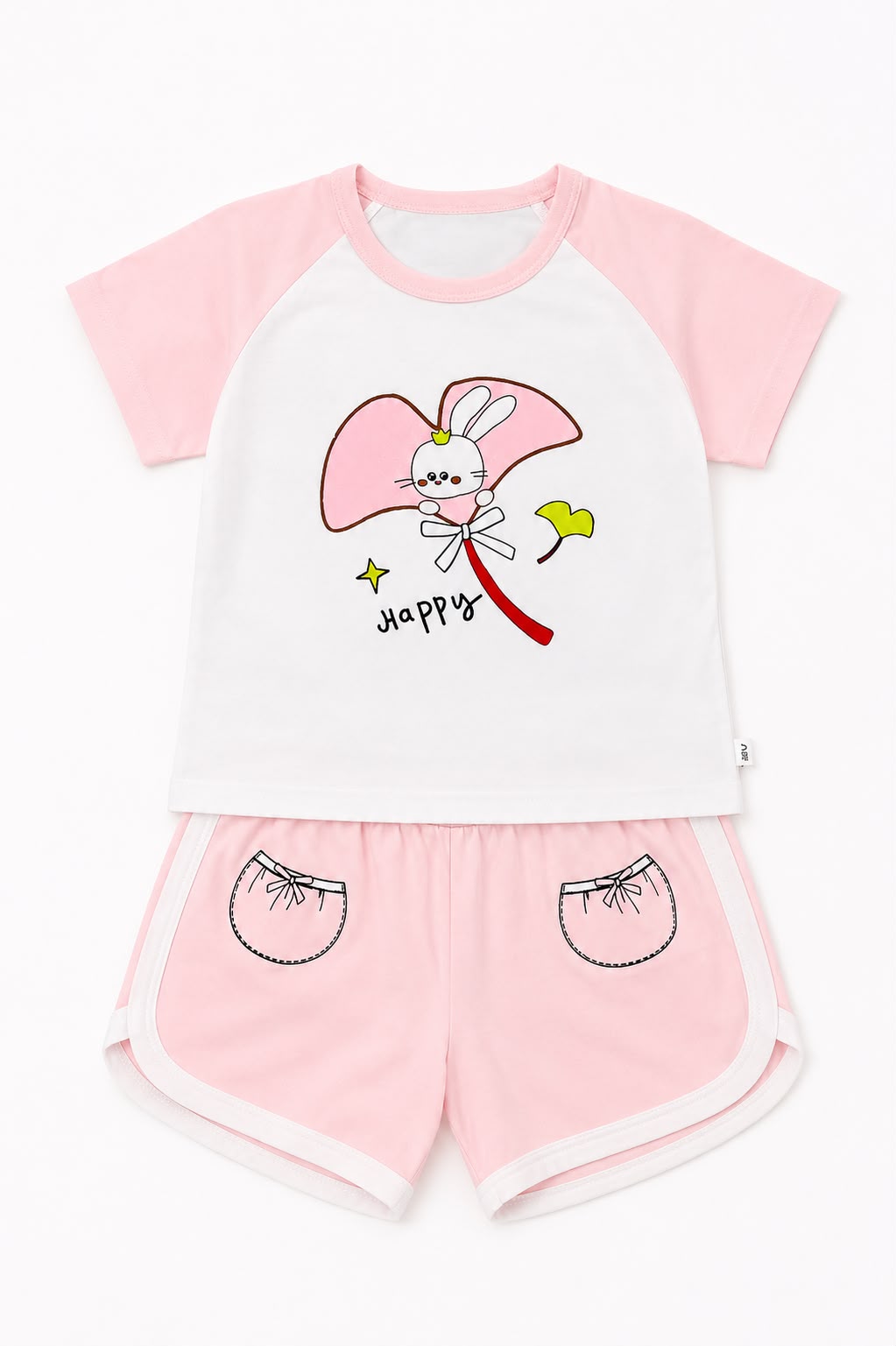 Bunny Print Baby Girls Summer Outfit (2-Piece Set)