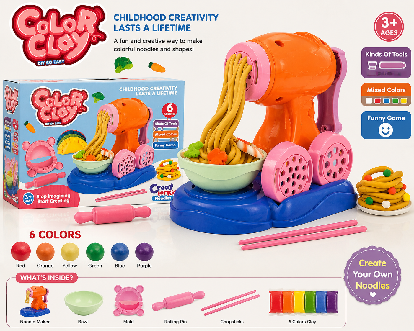 Color Clay Noodle Maker Set
