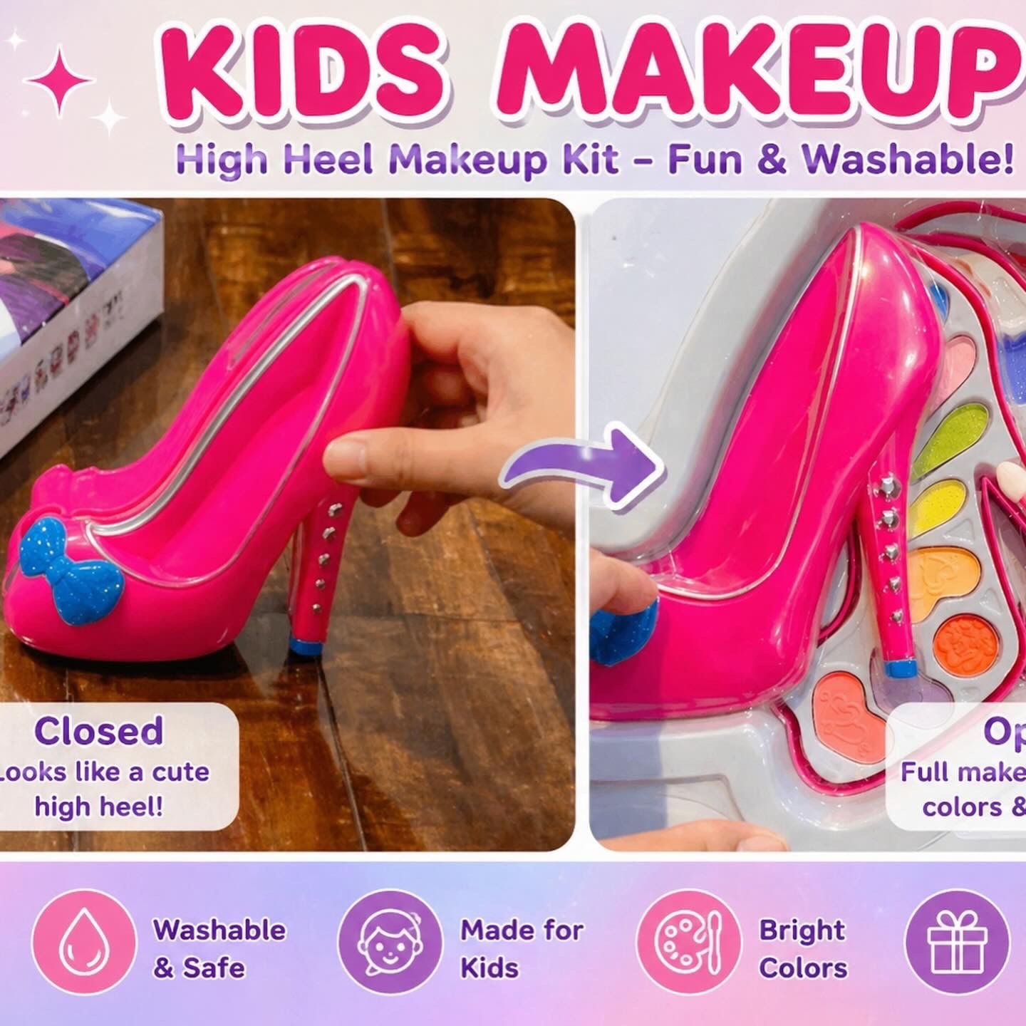 Kids High Heel Makeup Kit – Fun & Washable