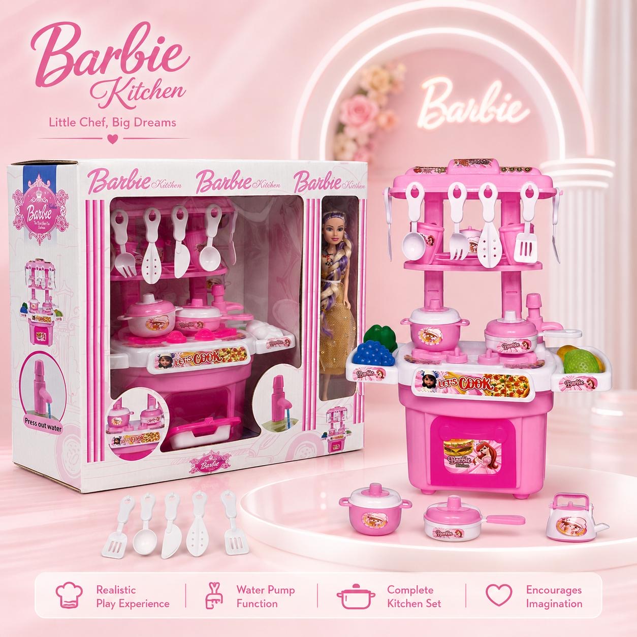 Barbie Kitchen Playset with Doll