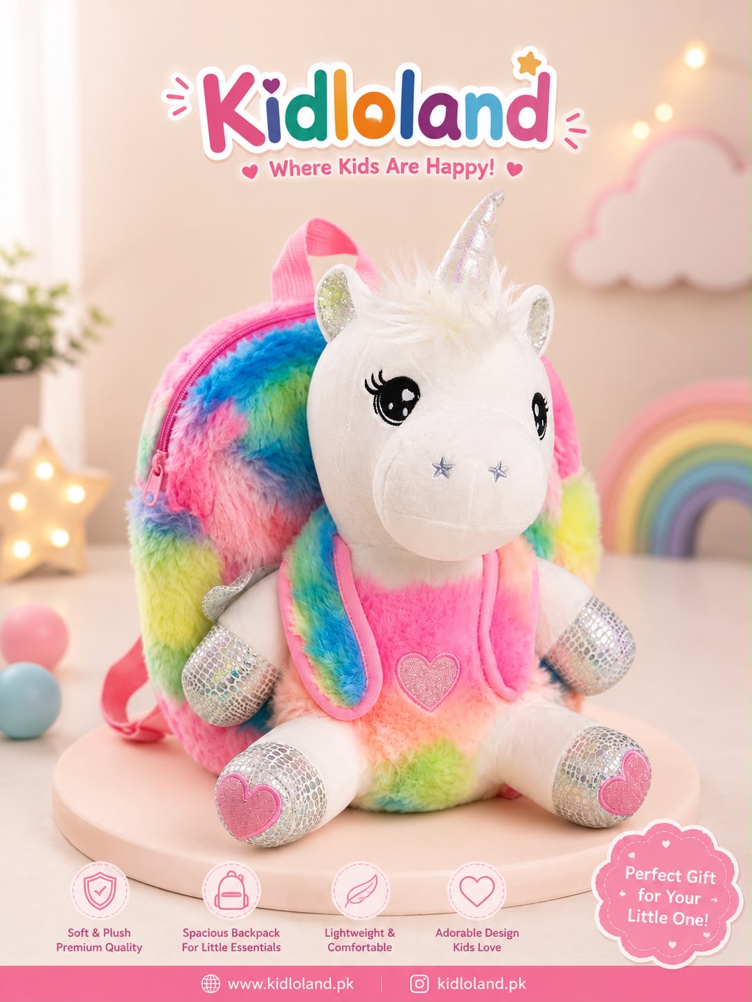 Rainbow Unicorn Plush Backpack 🦄🎒
