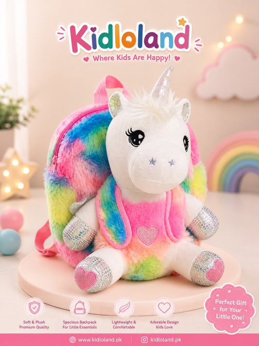 Rainbow Unicorn Plush Backpack 🦄🎒