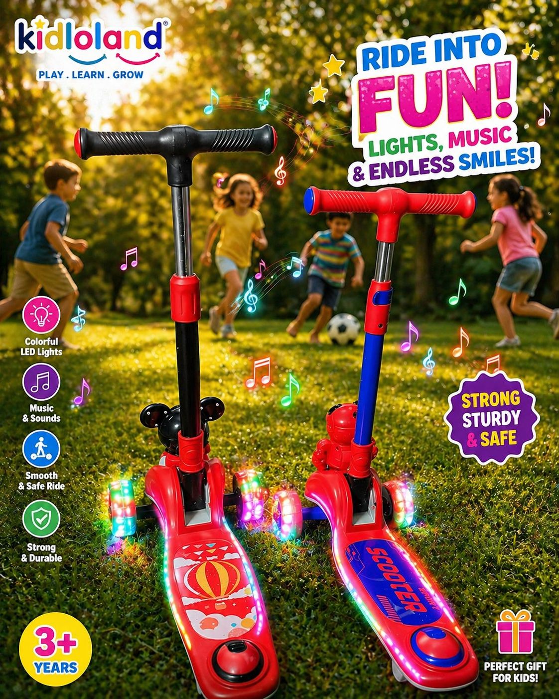 Kids Musical LED Scooty (3 Wheels)