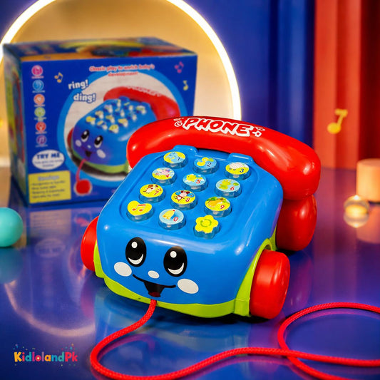 Classic Pull-Along Musical Phone Toy for Kids – Ring & Ding Educational Baby Phone with Numbers & Animals