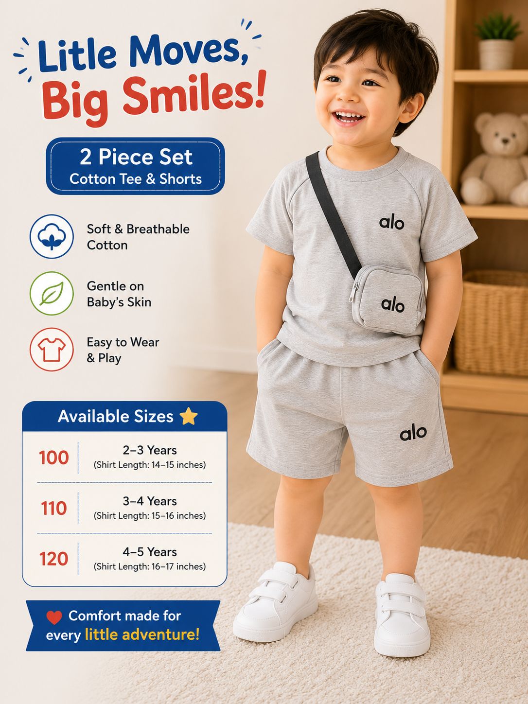 Kids alo gray 3 Piece Set (cross body bag)