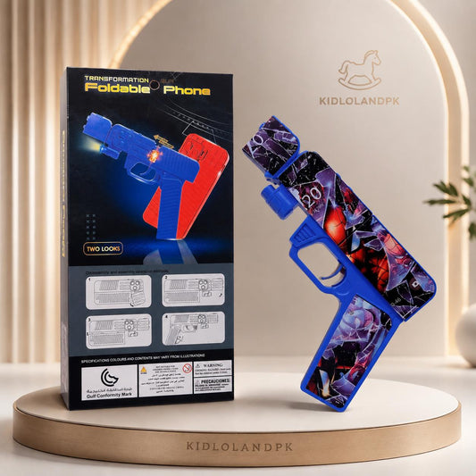 Transformation Foldable Phone Toy Gun – 2-in-1 Fidget Toy with Shatter Print Design & Light-Up Feature