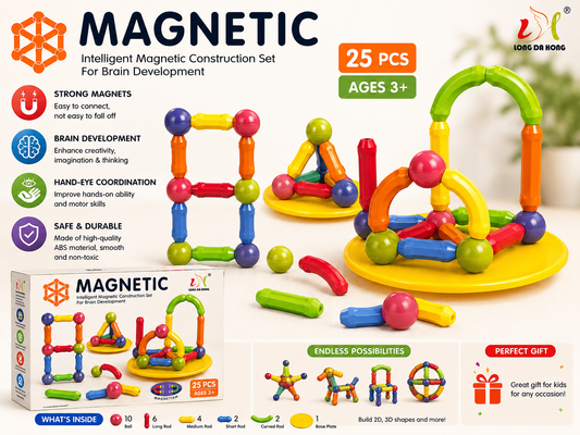 Magnetic Construction Building Set – 25 PCS 🌈