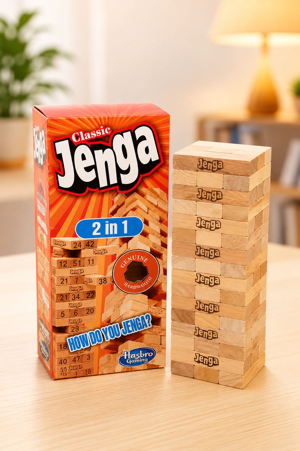 Jenga Classic 2-in-1 Wooden Block Game