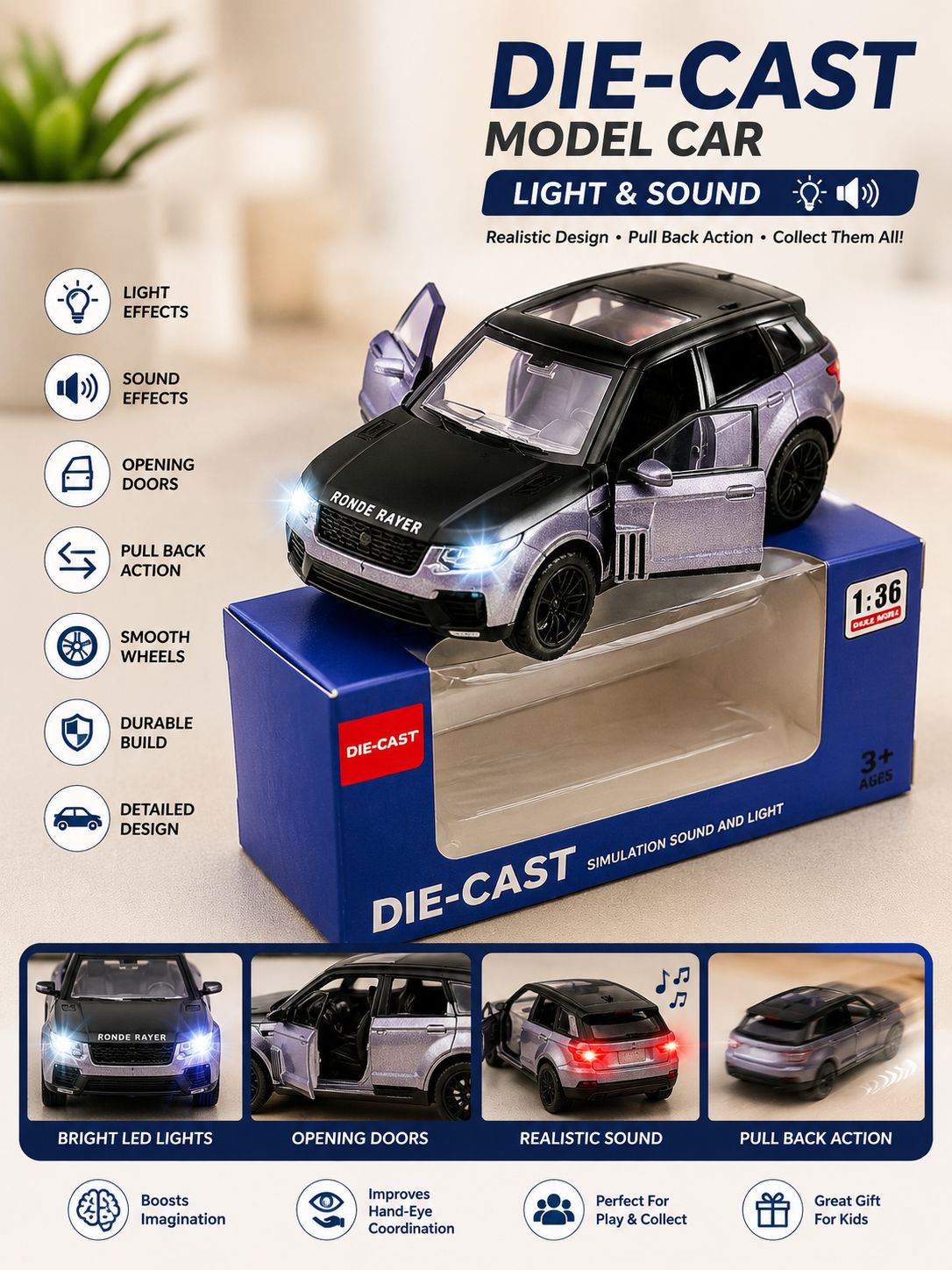 Die-Cast SUV Model Car (Light & Sound)