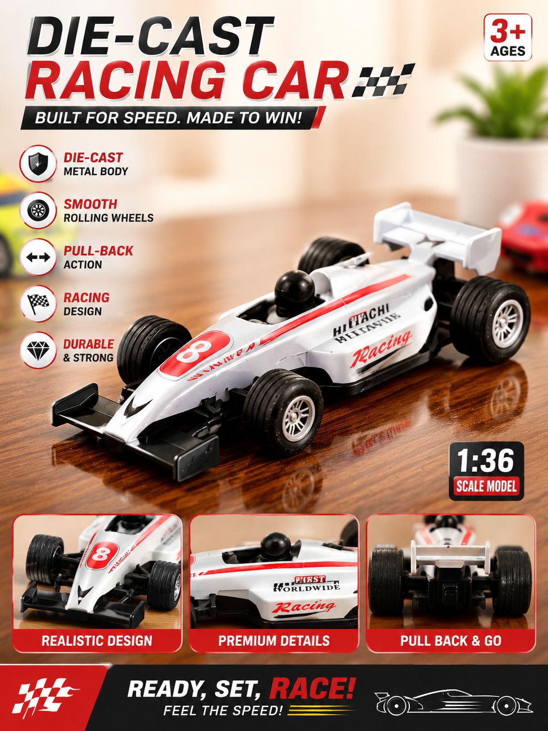 Die-Cast Racing Car (Formula Style)