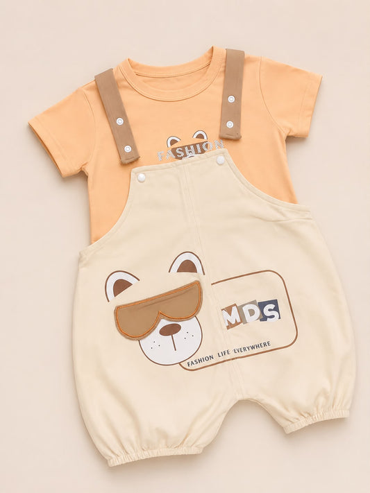 Bear Fashion Baby Romper/Dungaree Set