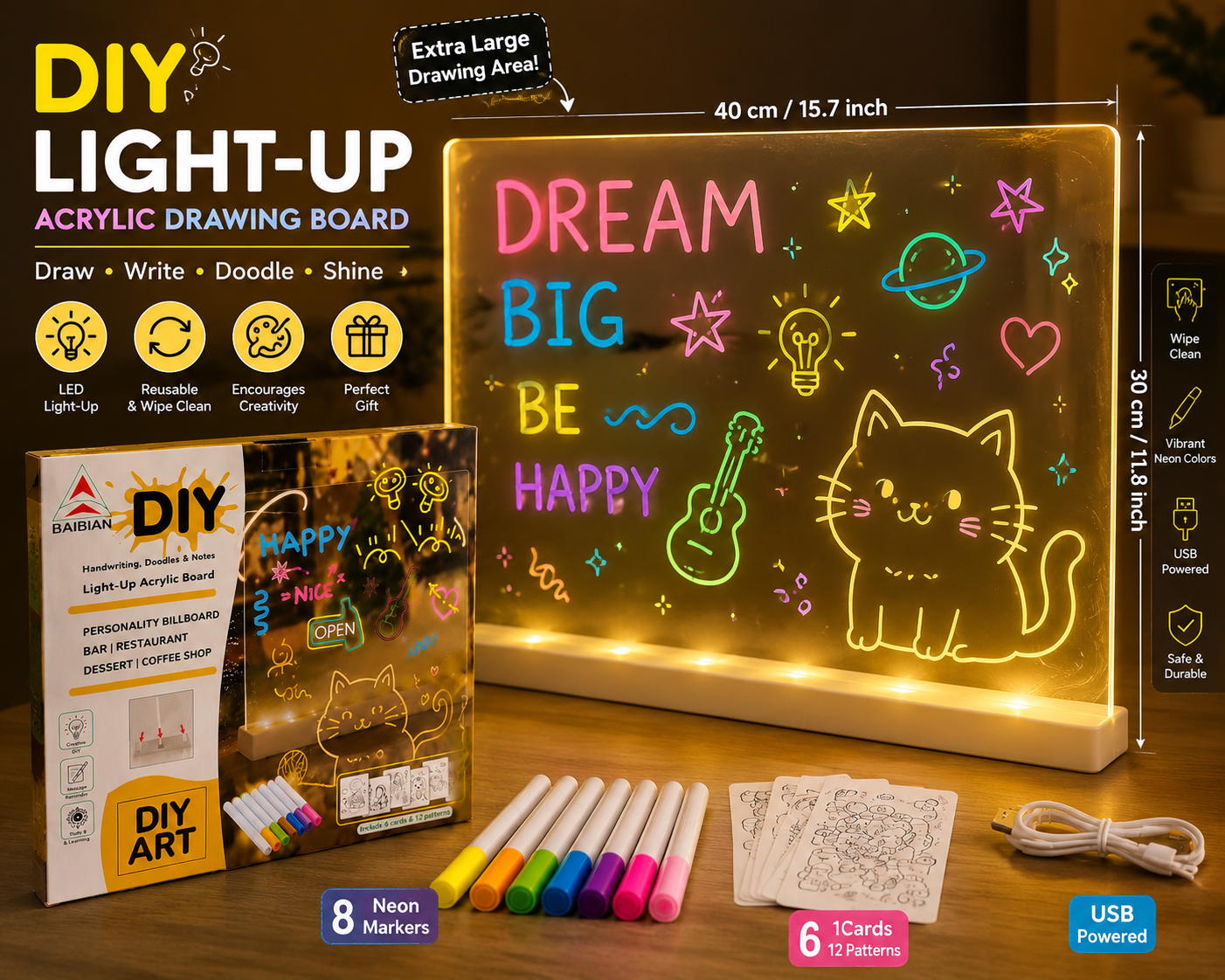 DIY Large Light-Up Acrylic Drawing Board