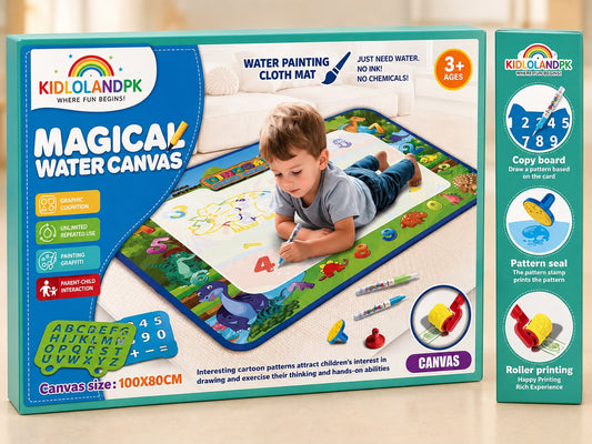 Magical Water Drawing Mat with Pens, Stencils & Stamps – 100 × 80 cm