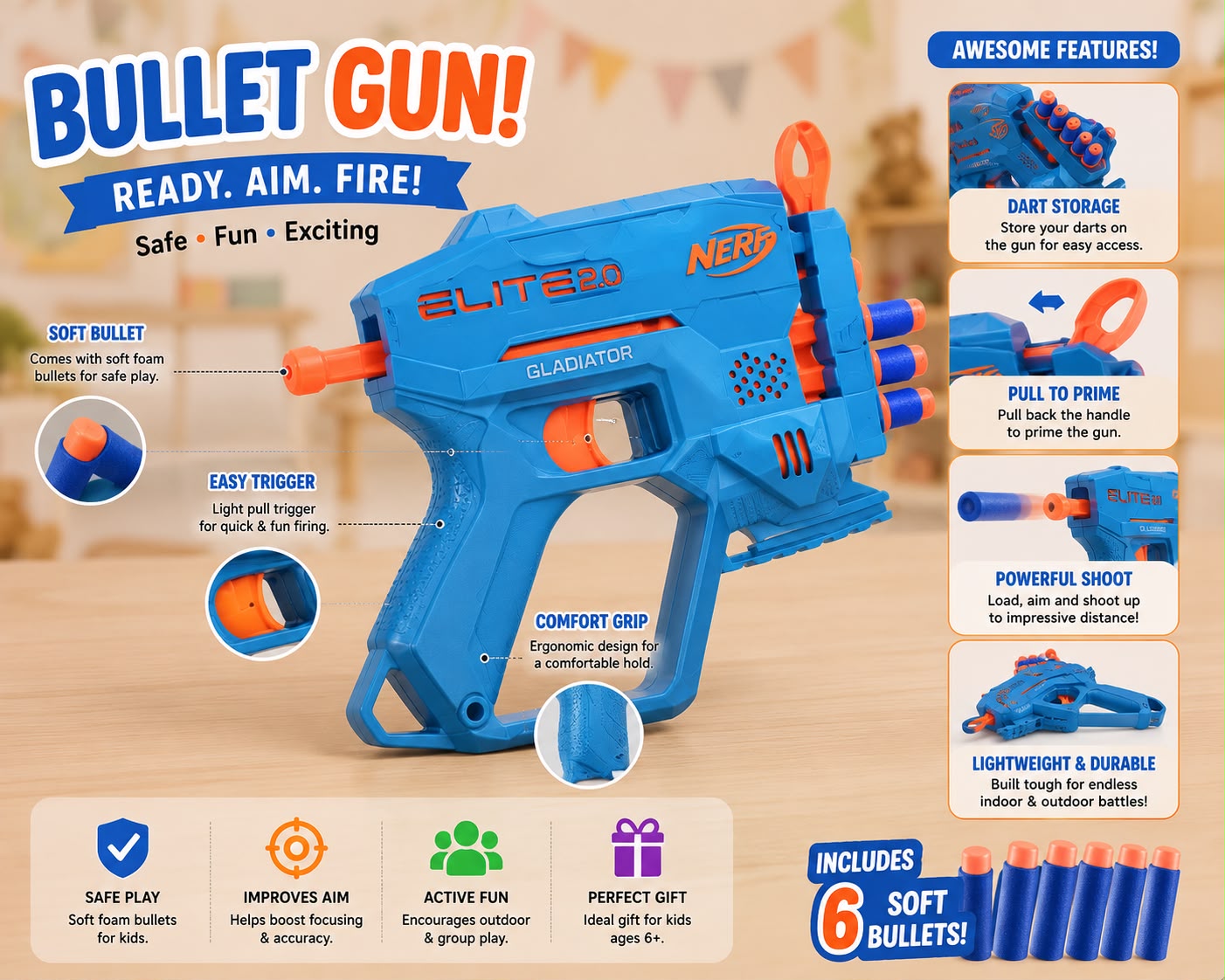 Foam Dart Blaster Gun
