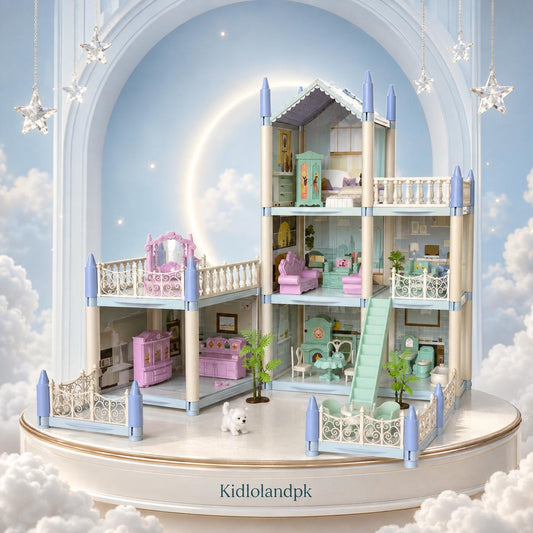 Dream Castle 3-Storey Luxury Dollhouse Villa with Furniture