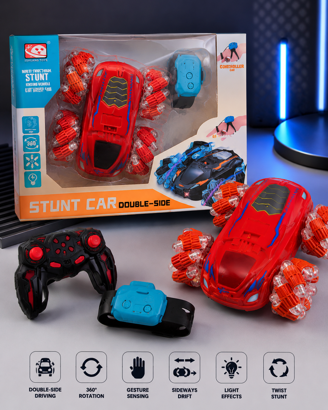 RC Double-Sided Stunt Car with Gesture Control