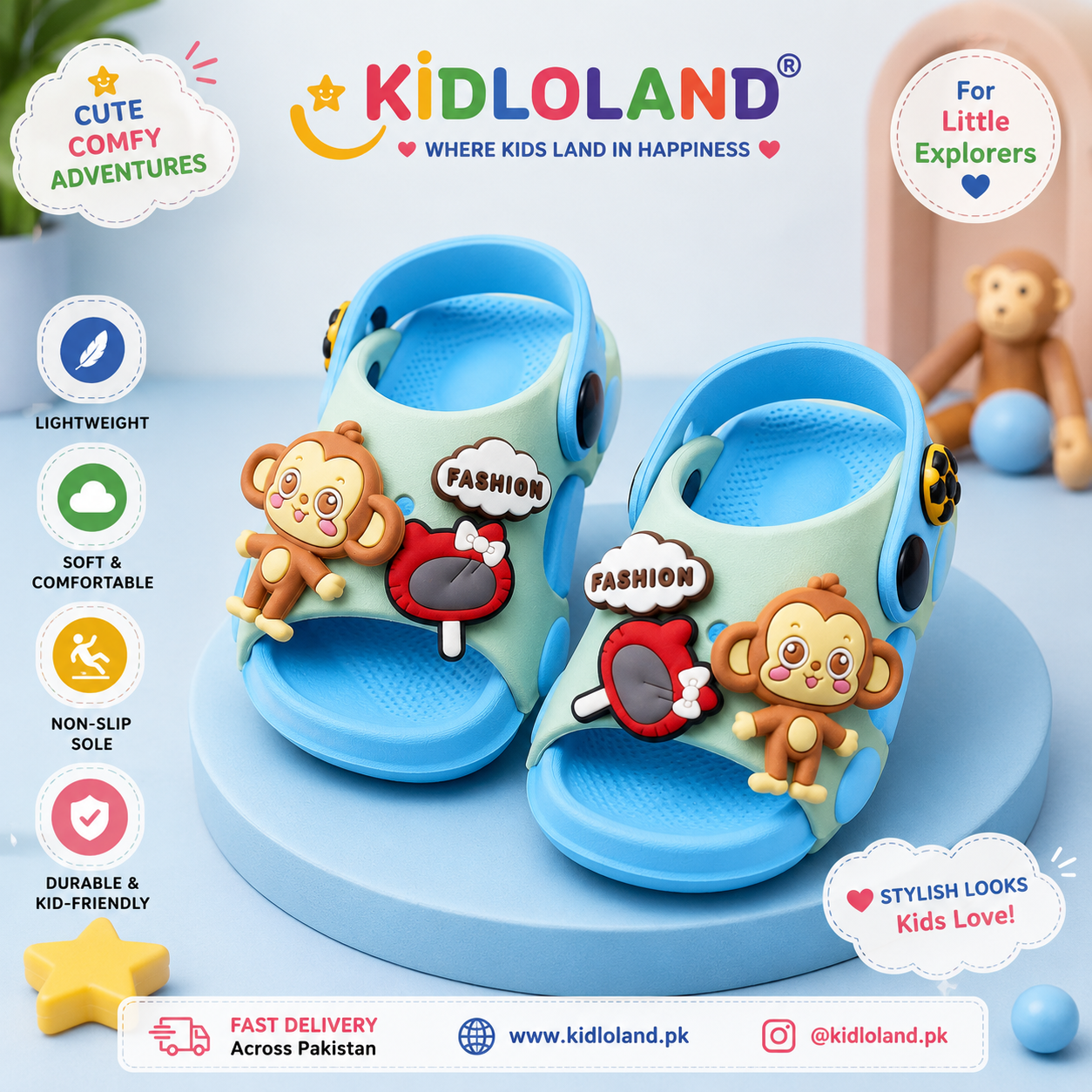 Kids Cartoon Monkey Crocs