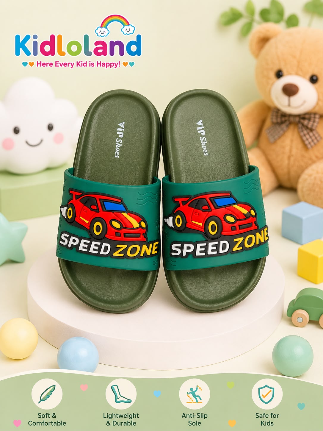 Speed Zone Kids Slippers (B/G)