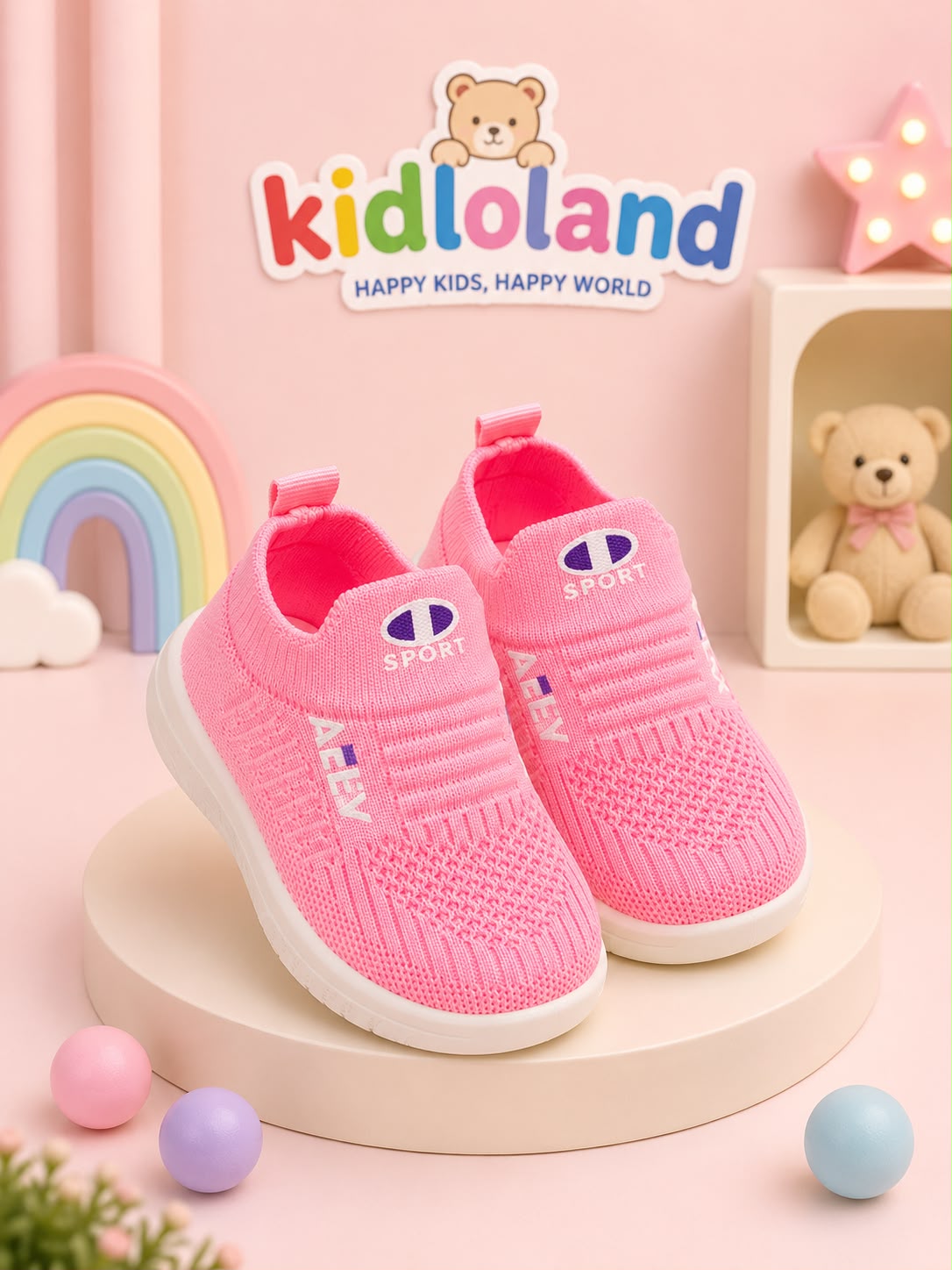 Imported Kids Breathable Slip-On Shoes (Blue & Pink) FL-611