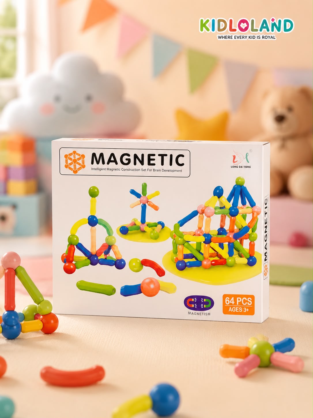 Magnetic Construction Building Set – 64 PCS 🌈