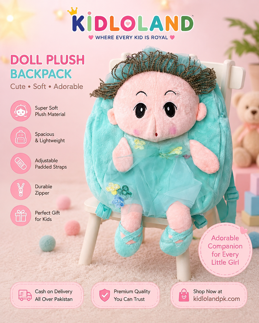 🎒 Plush Doll Backpack for Girls