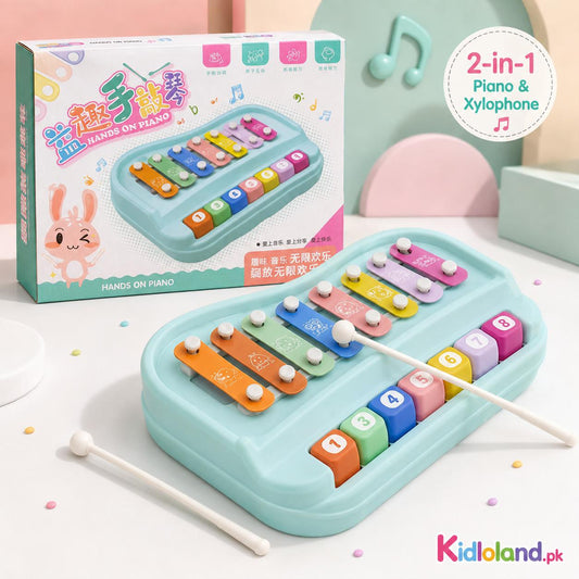 2-in-1 Piano & Xylophone Musical Toy with 8 Keys and Mallets